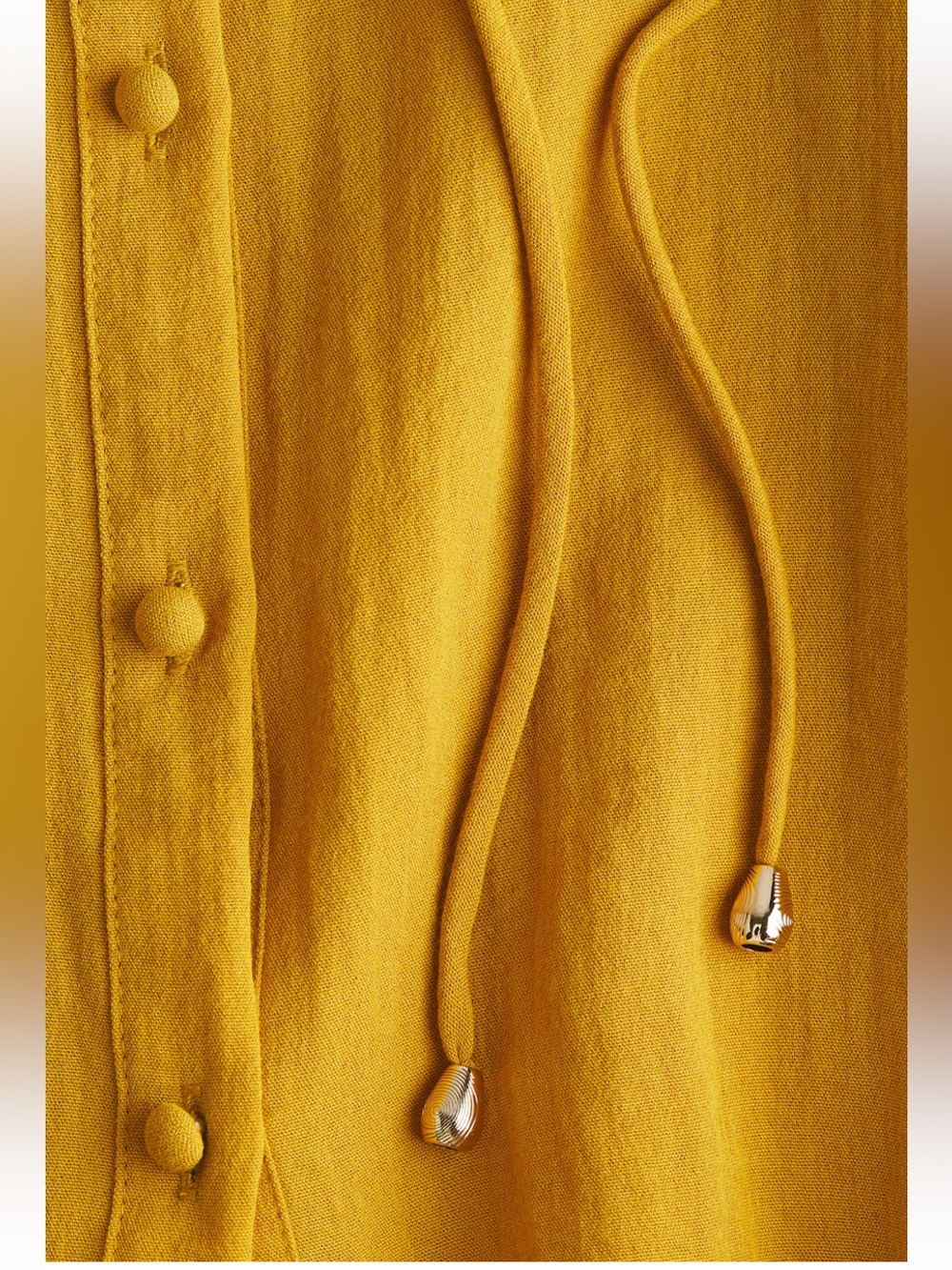 H&M Crinkled Midi Dress with Eyelet Embroidery Golden Yellow NWT - Picture 6 of 6